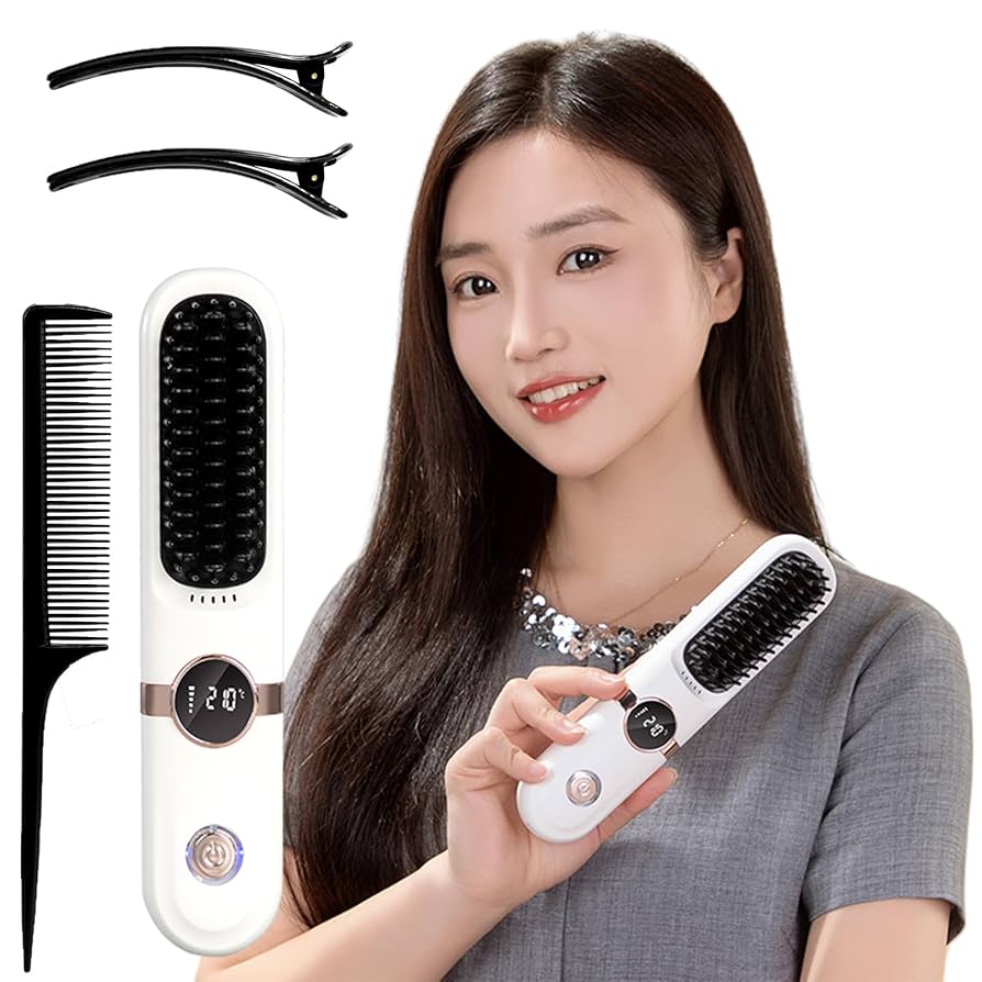 Amazon.co.jp: ヒートブラシ コードレス ブラシアイロン 高濃度